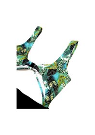 Resim Deep Beach Db20097m Fiyonklu Önü Pencereli Yeşil Baskılı Mayo 001 