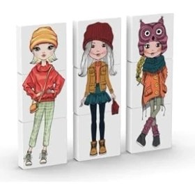 Resim Güzel Hediyem Manyetik Blok 3 Parçalı Yapboz Çift Taraflı - Şapkalı Kızlar Puzzle - 6 Şapkalı Kız Görseli 