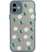 Resim butikcase Iphone 11 Uyumlu Lüx Kamera Lens Korumalı Bee Etiket Desenli Gri Telefon Kılıfı 