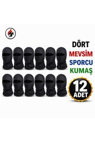 Resim thermo Sport 12 Adet Kar Maskesi Balaklava Dikiş Detay Sportif Dalgıç Sporcu Kumaş Unisex Siyah 
