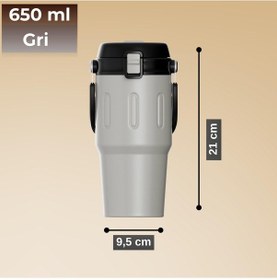 Resim Paslanmaz Çelik Termos 650 Ml -sızdırmaz Kapak,geniş Ağızlı Gri 