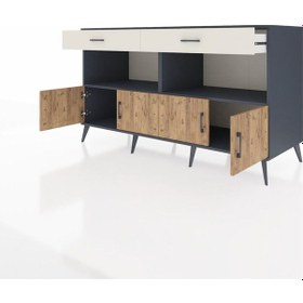 Resim Kronos Konsol 2 Raflı 2 Çekmeceli 4 Kapaklı 176x59x99 Antrasit-ça Antrasit-çam/aytaşı 