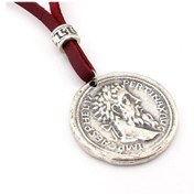 Resim Solfera Dionysos Greek Sikke Metal Bordo Deri Erkek Kolye Q0386 