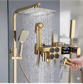 Resim Shower Dijital Göstergeli Gold Piyano Duş Seti Gold 