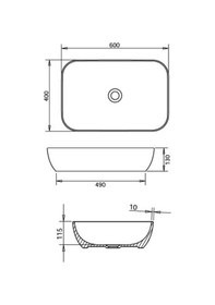 Resim Loft Çanak Lavabo 40x60cm Turavit - Mat Siyah Diğer 