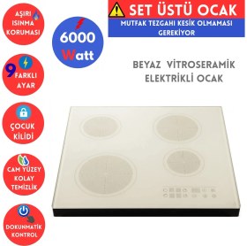 Resim Afm Tech Argea Setüstü Beyaz Vitro Elektrikli Ankastre Set (FM7701 +Fc-07+ FM3301W ) 
