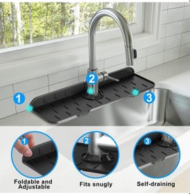 Resim Premium Kalite Evye Mutfak Lavabo Bataryası Musluk Altı Su Emici Matı Su Sızdırmaz Önleyici Mat Siya Diğer 