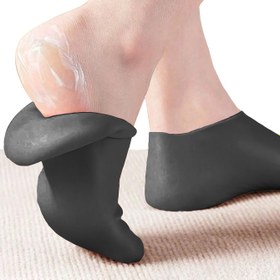 Resim 1 Çift Siyah Silikon Topuk Koruyucuları - Kuru Çatlamış Topuklar İçin Yeniden Kullanılabilir Nemlendirici Çoraplar, Rahat Kaymaz Ayak Bakımı, Tüm Gün Giyim İçin Yumuşak ve Dayanıklı Tasarım, Topuk Koruyucu Çoraplar, Cilt Bakımı Aksesuarı, Şık Çorap Tasarımı, Pürüzsüz Dokulu 