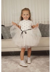 Resim Kız Bebek-çocuk Kısa Kollu Doğum Günü Ve Özel Günler İçin Kalpli Tüllü Astarlı Elbise Kısakol-beyaz Beyaz 