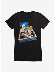 Resim GALASHOP Sonic The Hedgehog Sonic And Tails Old Skool Girils Siyah Çocuk Tshirt Model 82 