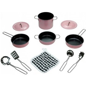 Resim Metal Tencere Seti 11 Parça Yanmaz Emaye Metal Tencere Tava Seti 