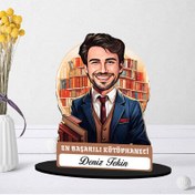 Resim Kişiye Özel Erkek Kütüphaneciye Hediye Karikatürlü Biblo 