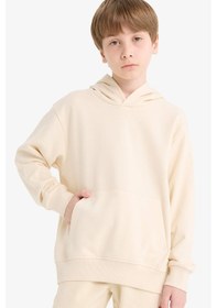 Resim Defacto Erkek Çocuk Basic Düz Kapüşonlu Sweatshirt E9558a825auer103 Ekru 