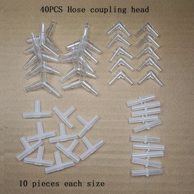 Resim Şeffaf 10'lu, Beyaz 10'lu, Düz 10'lu, Açı 10'lu T-shirt Seti (Toplam 40 parça) Hortum Bağlantısı, 4Mm Hortum Dağıtıcısı, Pilsiz 