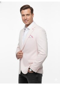 Resim Plus Scorpion Erkek Blazer Ceket Slim Fit, Tek Düğme, Şık Davet Ve İş Kombin Ceketi Açık Pembe 