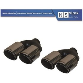 Resim Egzoz Ucu Universal Çiftli Siyah 100mm AKRAPOVIC 
