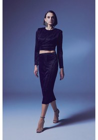 Resim Sateen Parlak Kalem Etek - Lacivert-135650 Lacivert 