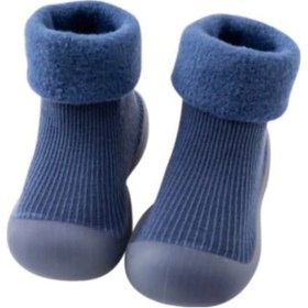 Resim Petityu Kaydırmaz Kışlık Ev Patiği - Mavi Çorap Patik 21-23 1-2 Yaş Mavi 
