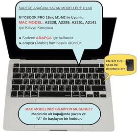 Resim McStorey MacBook Pro Arapça Klavye Koruyucu – UK ISO Ters L Enter – Touch Bar Uyumlu – 13 inç A2251 A2289 A2338 (M1/M2) – 16 inç A2141 – Ultra İnce Silikon Siyah 