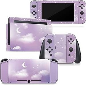 Resim Tacky Design Nintendo Switch Cilt ile Uyumlu - Premium Vinil 3M Pastel Mor Nintendo Switch Çıkartma Seti - Konsol, Dock, Joy Con için Anahtar Kılıfı - Çıkartma Tam Sarma 