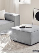 Resim Most Mollis Kare Puf Silinebilir 32 Gri Keten Kumaş Yumuşak Sünge 