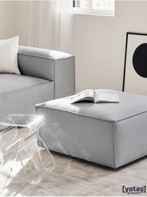 Resim Most Mollis Kare Puf Silinebilir 32 Gri Keten Kumaş Yumuşak Sünge 