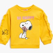 Resim Kız Bebek Pamuklu Snoopy Lisanslı Baskılı Fırfırlı Sweatshirt 
