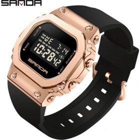 Resim Hanyang Siyah Gül Altın Sanda Erkekler LED Işık Dijital Spor Izle Kadınlar Su Geçirmez Chrono Alarm Saatler Tarih Retro Saat Bayanlar Izle Reloj Hombre (Yurt Dışından) 
