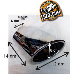 Resim Slk Krom Yassı Kesik Tekli Egzoz Başlığı Sessiz 1 Adet Eksoz Ucu 