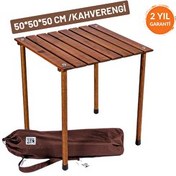 Resim Bag The Joy 50x50x50 CM Ahşap Katlanır Rulo Kahverengi Kamp ve Piknik Masası 