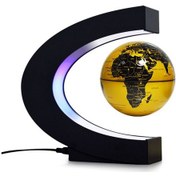 Resim Ximistore9 Altın Renkli 8.5cm Manyetik Levitasyon Dünya Haritası, C Şekilli Ev Dekoru, İngilizce Kılavuz, 100-240v Avrupa Standartı Altın 