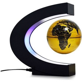 Resim Ximistore9 Altın Renkli 8.5cm Manyetik Levitasyon Dünya Haritası, C Şekilli Ev Dekoru, İngilizce Kılavuz, 100-240v Avrupa Standartı Altın 