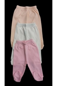 Resim özdemirli bebe Bebek Patikli Alt Hava Alır Kumaş Düz Renk (3 Lü Paket Beyaz-somon-pembe) 