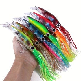 Resim 6'lı Set Balıkçılık Yemleri Mürekkep Balığı ve Ahtapot Jigleri ile Etekli Levrek Yemi Kanca Crankbait Jig Takımı 