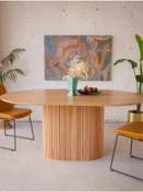 Resim Luna Oval Natural Ahşap Bohem Masa 80x150 Natural Ayak - Natural Üst 