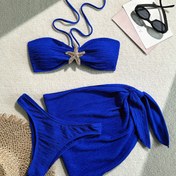 Resim Hanımların Şık ve Seksi Düz Renkli Bikini Üç Parça Set 