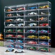 Resim 8 Bölme Şeffaf Plastik Oyuncak Araba Depolama Kutusu - Gençler İçin Çok Katmanlı Alaşımlı Araba Düzenleyici, Koleksiyonluk Diecast Araçlar İçin Şeffaf Masaüstü Ekran Rafı, Oyuncak Araba Depolama Düzenleyici 