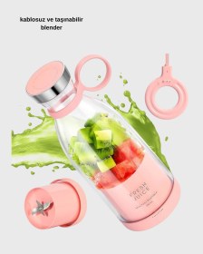 Resim Kablosuz Taşınabilir Mini Blender Usb Şarjlı, 1200mah Çok Renkli 