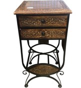 Resim Otantik Çarşı Ahşap Plak Standlı Komodin Etajer 40x40x82 cm. KNA590 