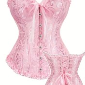 Resim Shapewear - Gelinler için Seksi Bel Sıkılaştırıcı Tank Üstü, Mahkeme Tarzı Korse, Vintage Jakarlı Dantel Detaylı Göğüs, Yüksek Destek Sağlayan Straplez Tasarım, Kadınlar İçin Ruffled Kenar Detayları ve Dolgusuz. 