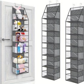 Resim 4/6 Katlı Asılabilir Depolama Organizatör Çantası - Çok Cepli Kumaş Oyuncak ve Temel Gereçler Organizatörü Kreş, Yatak Odası veya Banyo için (Beyaz & Siyah), Dikey Alan Kullanımı | Çok Katmanlı Tasarım | Kolay Kurulumlu Depolama 