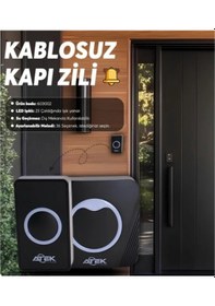 Resim Siyah Kablosuz Su Geçirmez Kapı Zili Renkli 