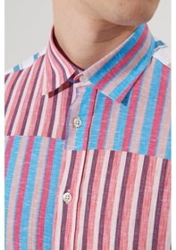 Resim AC&Co / Altınyıldız Classics Erkek Beyaz Renklı Oversize Bol Kesim Gizli Düğme Yaka %100 Pamuk Baskılı Gömlek Beyaz 