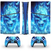 Resim cosy home gift Kafatası Playstation 5 Slim Dijital Versiyon Sticker Kaplama Seti 