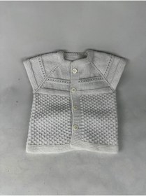 Resim RELYA Bebek Unisex Beyaz Makine Yünü Tülermez Düğmeli Yelek 6 12 Aylık En 26 CM Boy 31 CM 