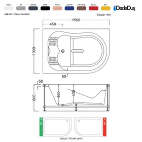 Resim Çift Kişilik Renkli Küvet | Jakuzi | 150x100 cm | Sanacryl - 150x100 / Siyah / 2 Kişilik 