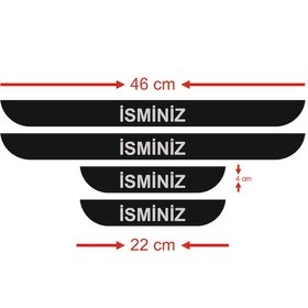 Resim Kişiye İsime Özel Araç Kapı Eşiği 4 Lü Aksesuar 