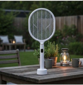 Resim River World Sinekler İçin Raket Kendi Standlı Beyaz Şarj Göstergeli Usb Şarjlı 