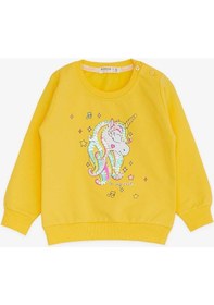 Resim Breeze Kız Çocuk Sweatshirt Baskılı Pullu Unicorn 2-6 Yaş, Sarı-sarı Sarı 