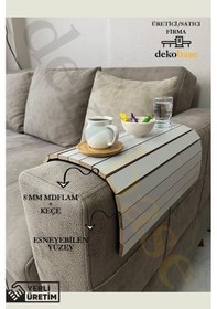 Resim Açık Gri Renk Çok Amaçlı Koltuk Kenar Sehpası, Supla, Yemek Servis Altlığı Açık Gri 